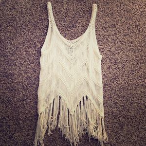 White fringed tank cover